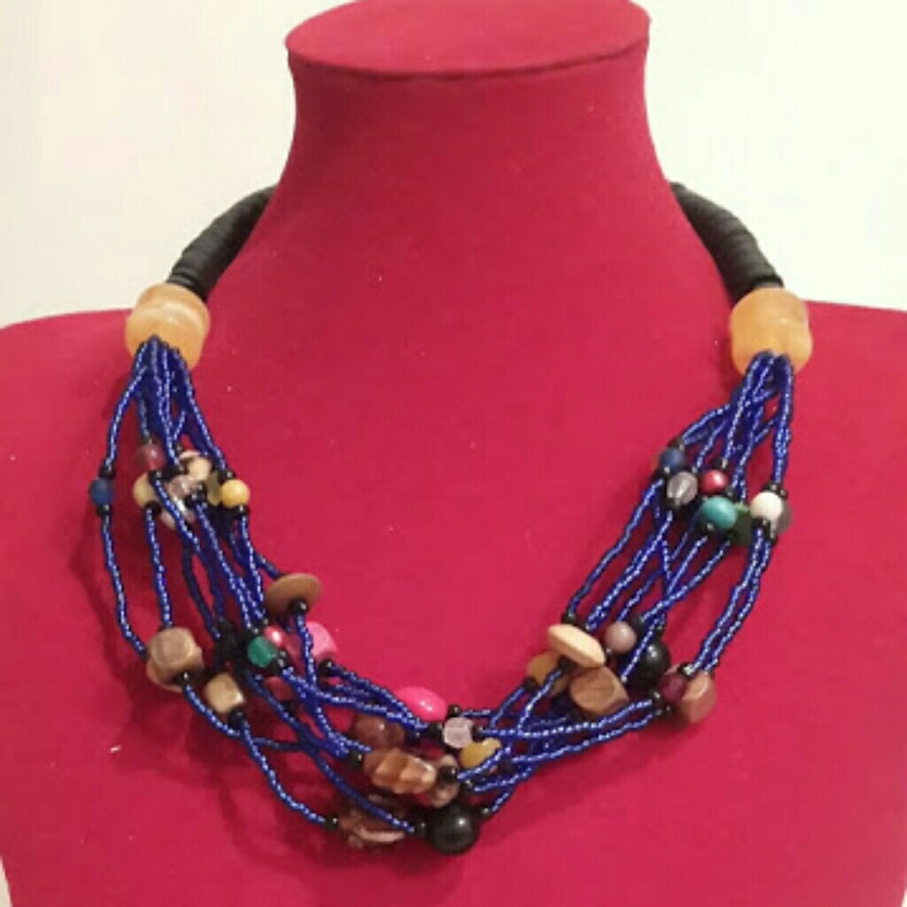 Beaded necklace set adorned with assorted  beads